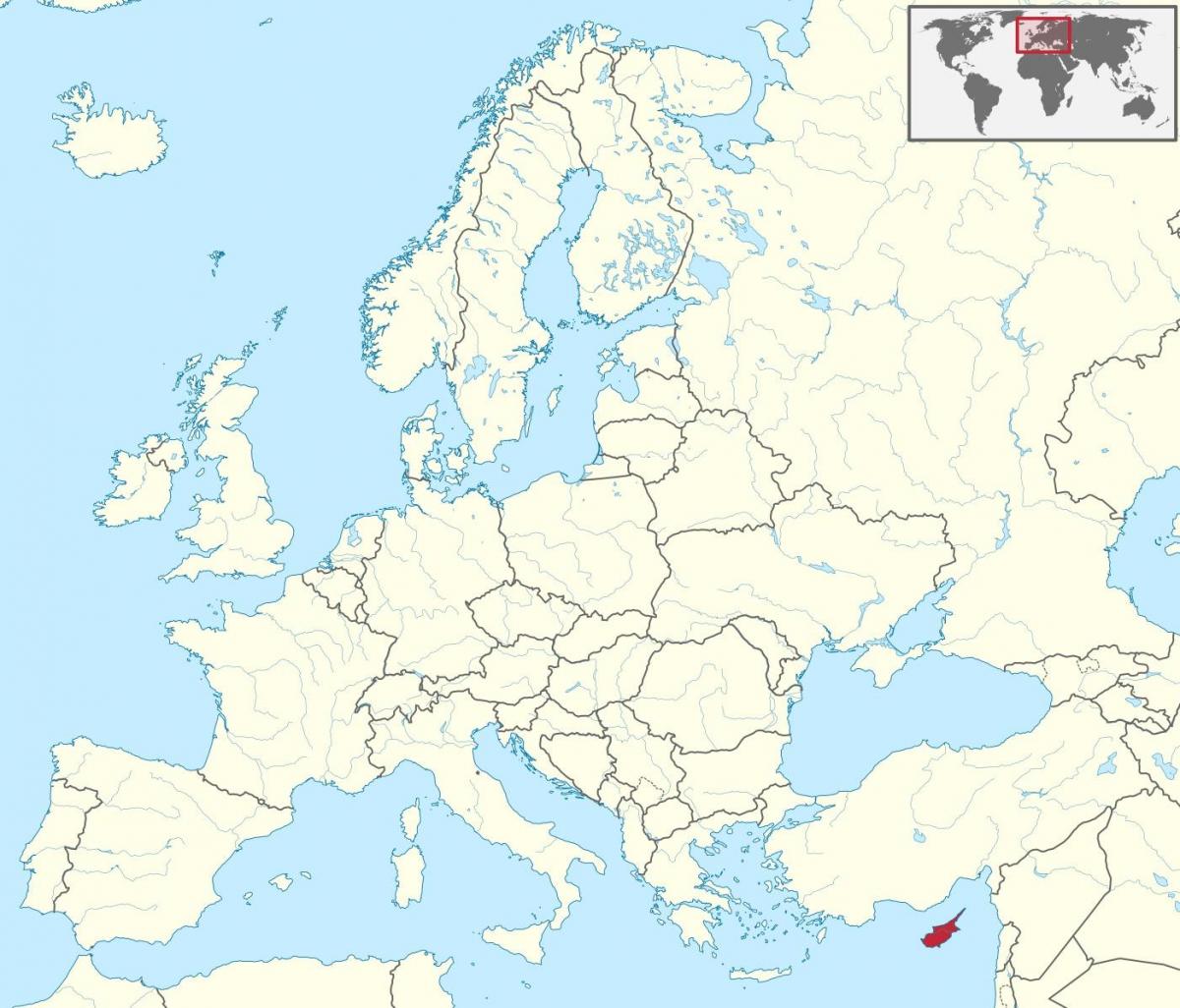 Kypros kart på verden