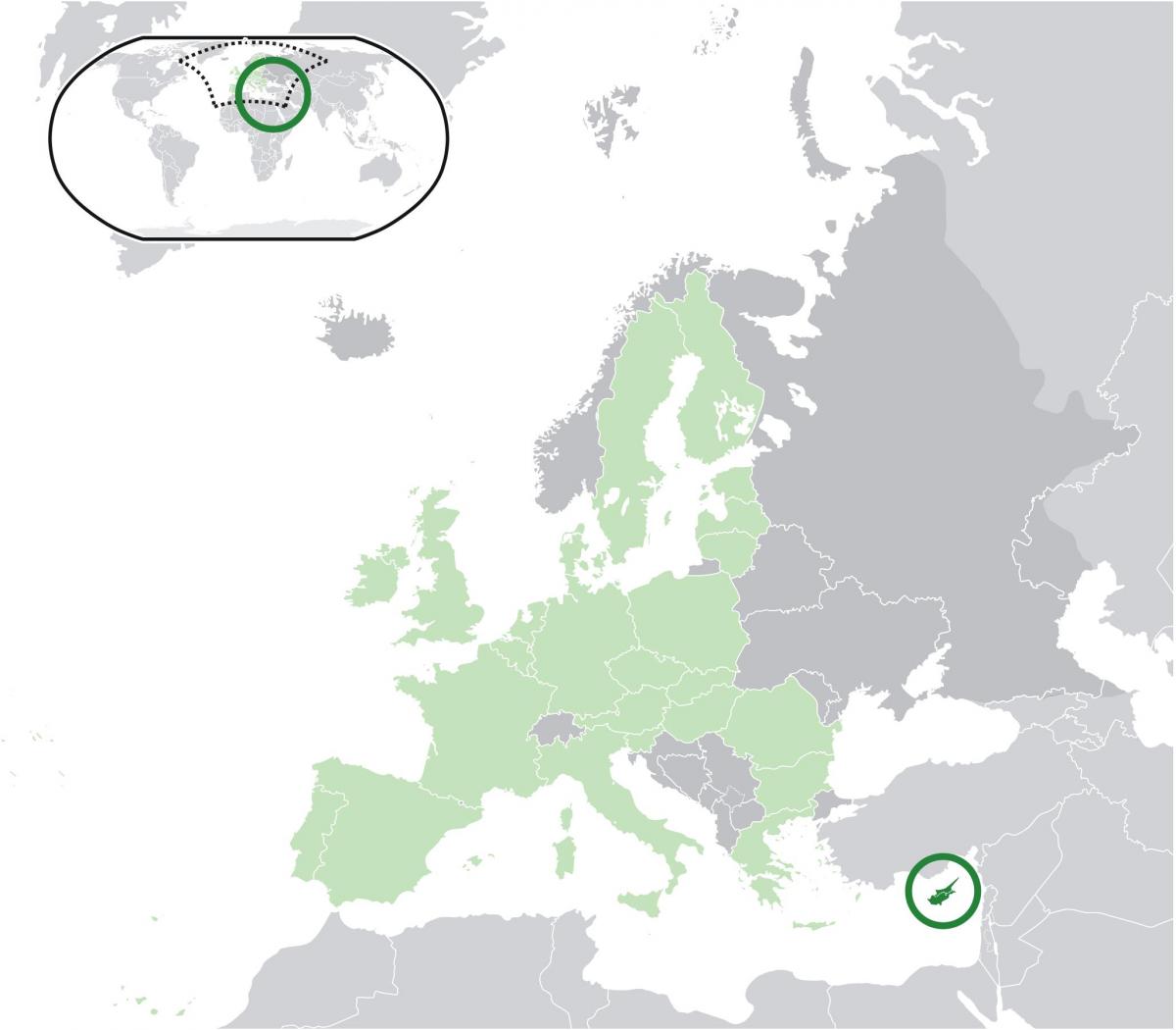 kart over europa som viser Kypros
