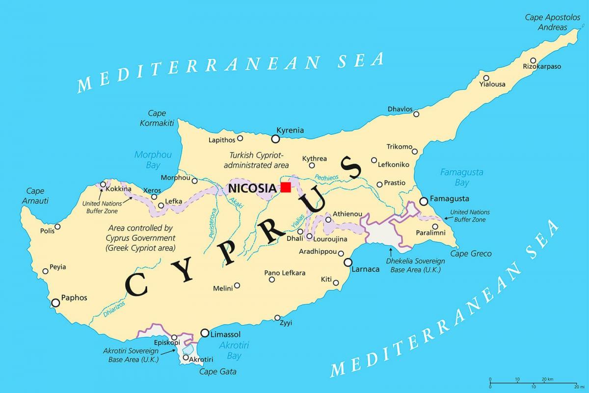 kart som viser Kypros