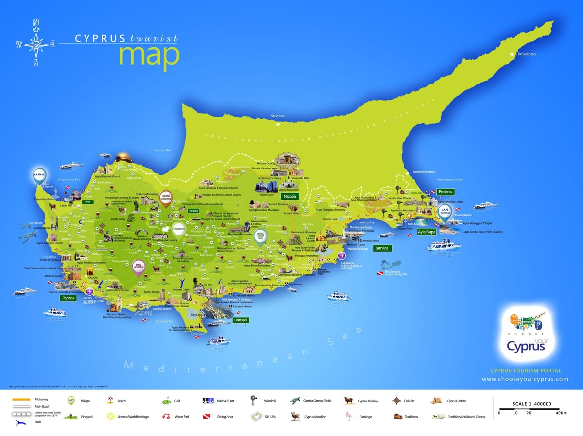 Kart av stranden lara Kypros