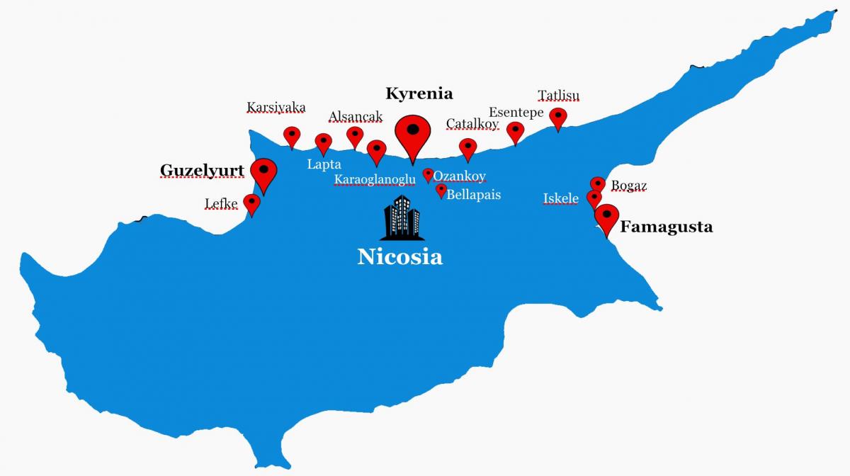nord-Kypros veien kart