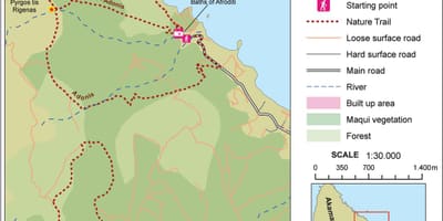 Kart av afrodite trail Kypros 