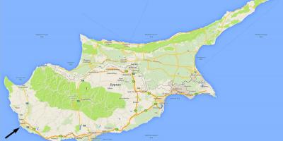 Kart av Kypros som viser flyplasser