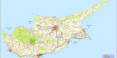 Kart over veien Kypros